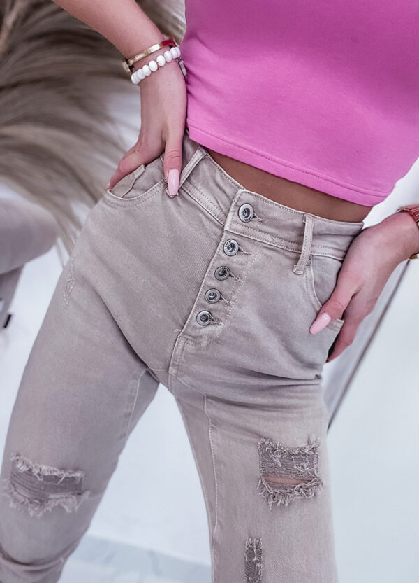 BY O LA LA / SPODNIE JEANSOWE SLIM BEIGE-513997