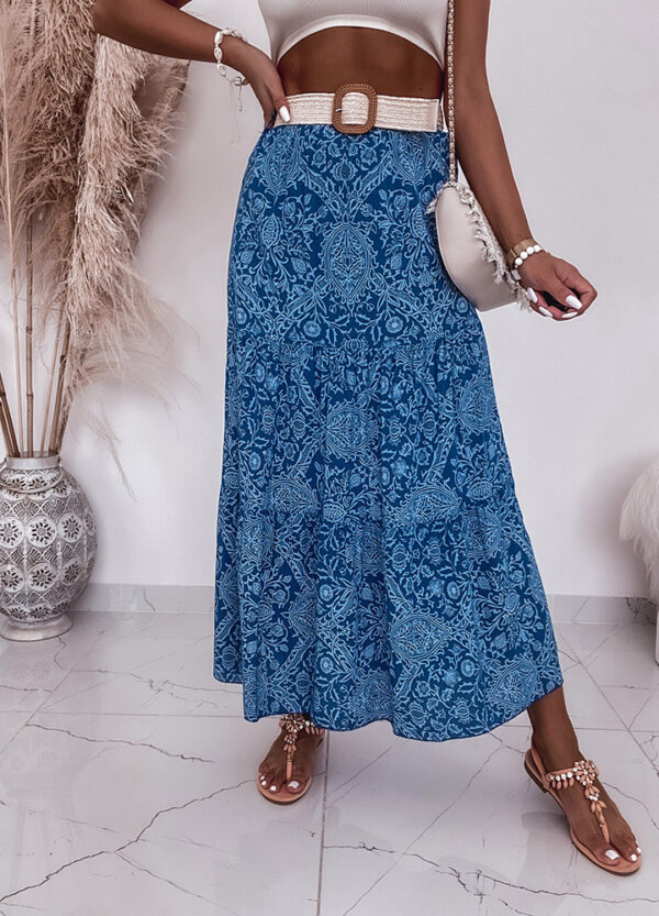 SPÓDNICA MAXI Z PASKIEM BLUE-551805