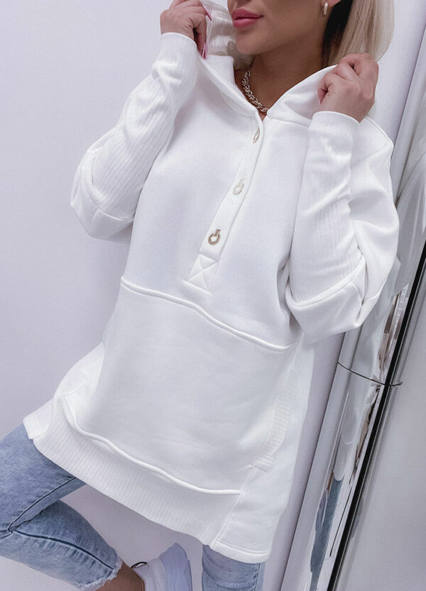 BY O LA LA/ BLUZA OCIEPLANA Z KAPTUREM WHITE-561074