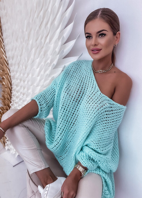 ASYMETRYCZNY SWETER TURQUOISE-561484