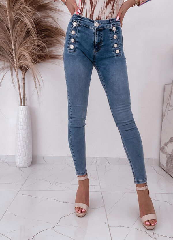 BAWEŁNIANE SPODNIE SLIM DENIM-567142