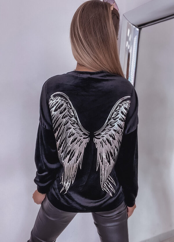 WELUROWA BLUZA Z NADRUKIEM WINGS-586523