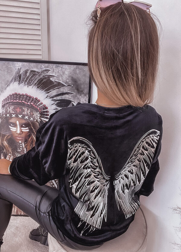 WELUROWA BLUZA Z NADRUKIEM WINGS-586525