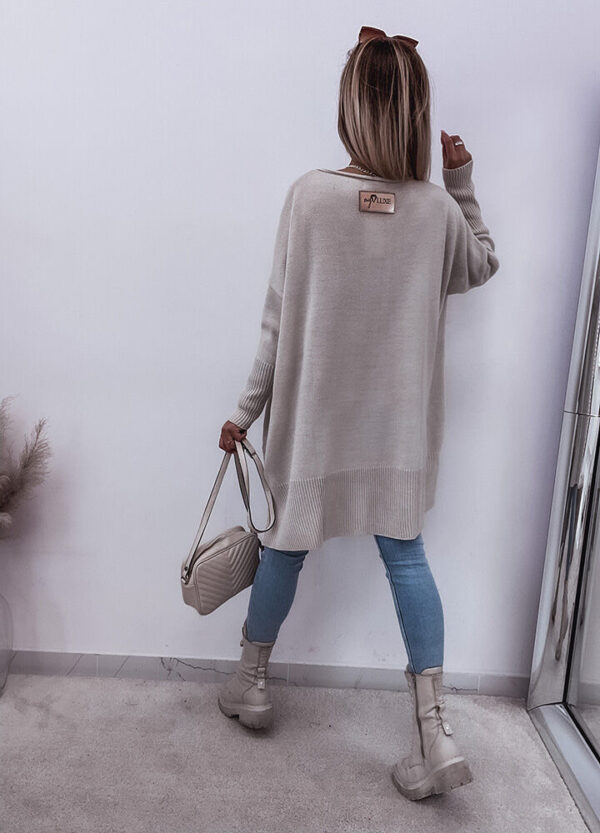 MY VOGUE / TRAPEZOWY SWETER BEIGE-586761