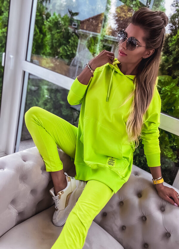 BAWEŁNIANA BLUZA Z ROZCIĘCIAMI I KAPTUREM LIME-628675