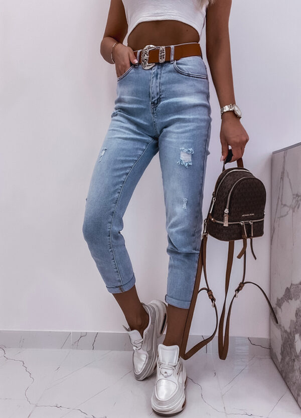 SPODNIE JEANSOWE Z PASKIEM SLIM DENIM-0