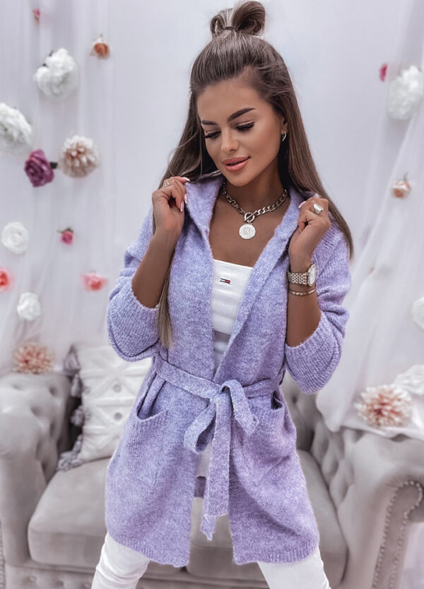 SWETER / KARDIGAN Z WIĄZANIEM VIOLET-0