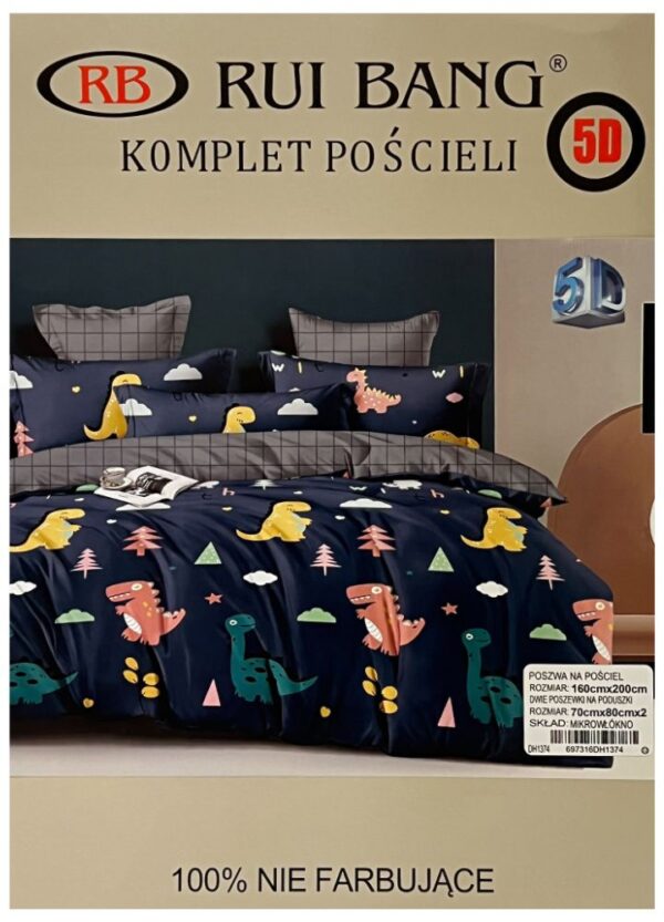 KOMPLET POŚCIELI 160X200 3CZ. DINOSAUR 5D-0