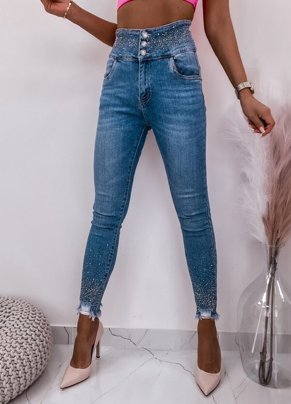 SPODNIE JEANSOWE Z CYRKONIAMI SLIM-664260