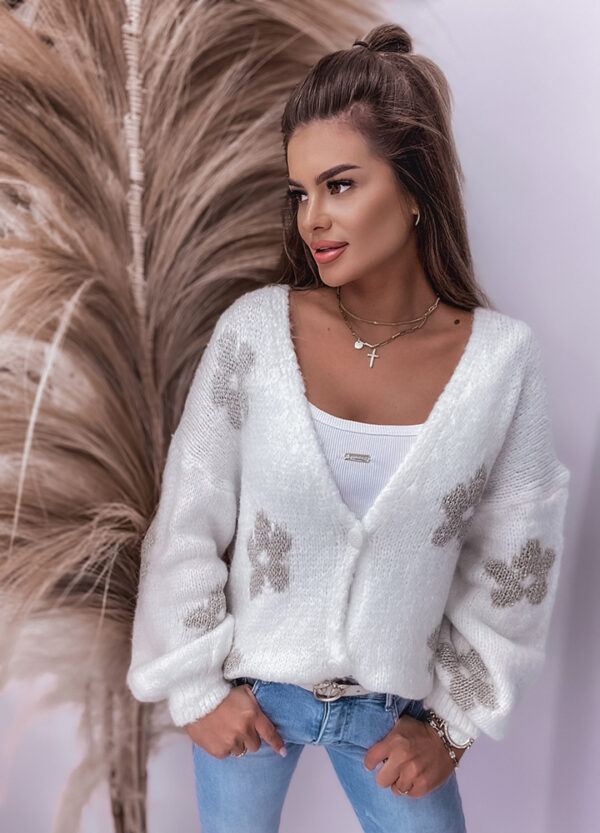 SWETER ZE ZŁOTĄ NITKĄ W KWIATY MOLLY-664061