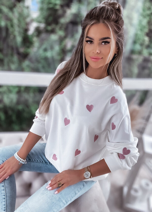 BLUZA Z NADRUKIEM HEART CREAME-669110