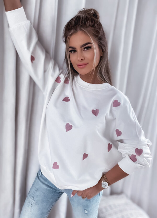 BLUZA Z NADRUKIEM HEART CREAME-669111