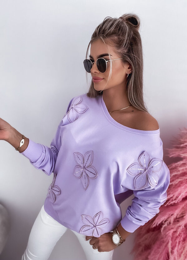 BLUZA W KWIATY LILA-670209