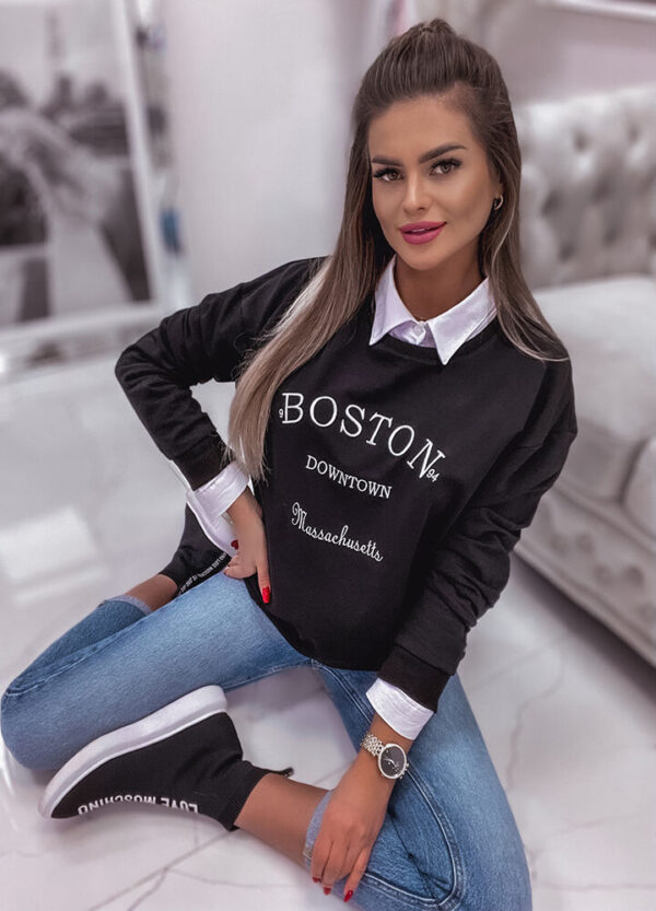 BAWEŁNIANA BLUZA BOSTON BLACK-666076