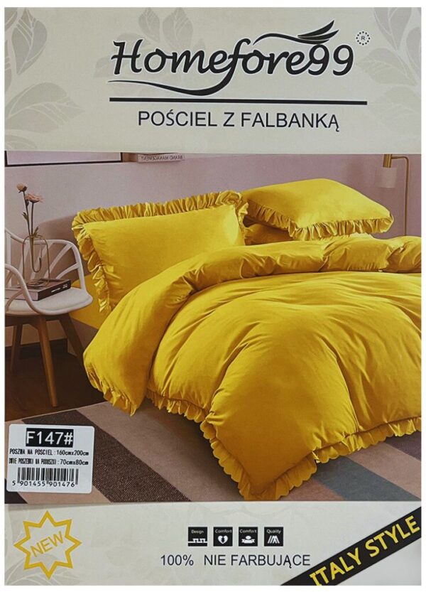 KOMPLET POŚCIELI 160x200 3CZ. Z FALBANKĄ YELLOW-0