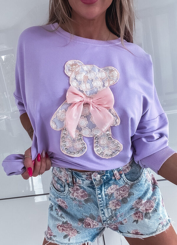 BAWEŁNIANA BLUZA SWEET BEAR VIOLET-672994