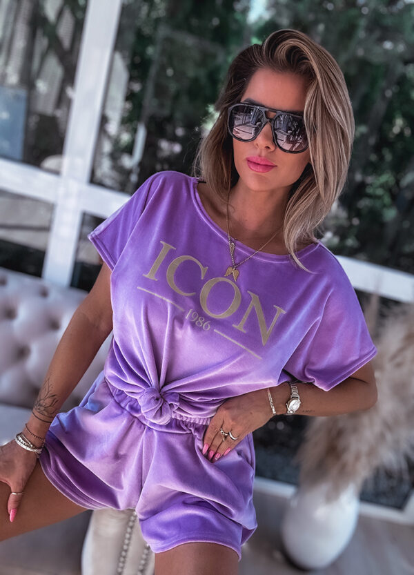 WELUROWY KOMPLET / SZORTY + BLUZA ICON VIOLET-675177