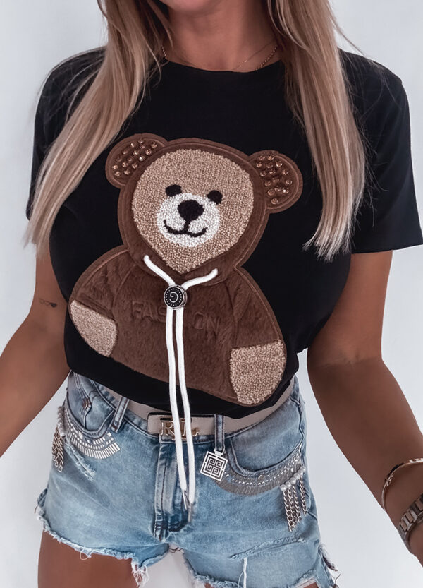 BAWEŁNIANY T-SHIRT Z APLIKACJĄ TEDDY-677876