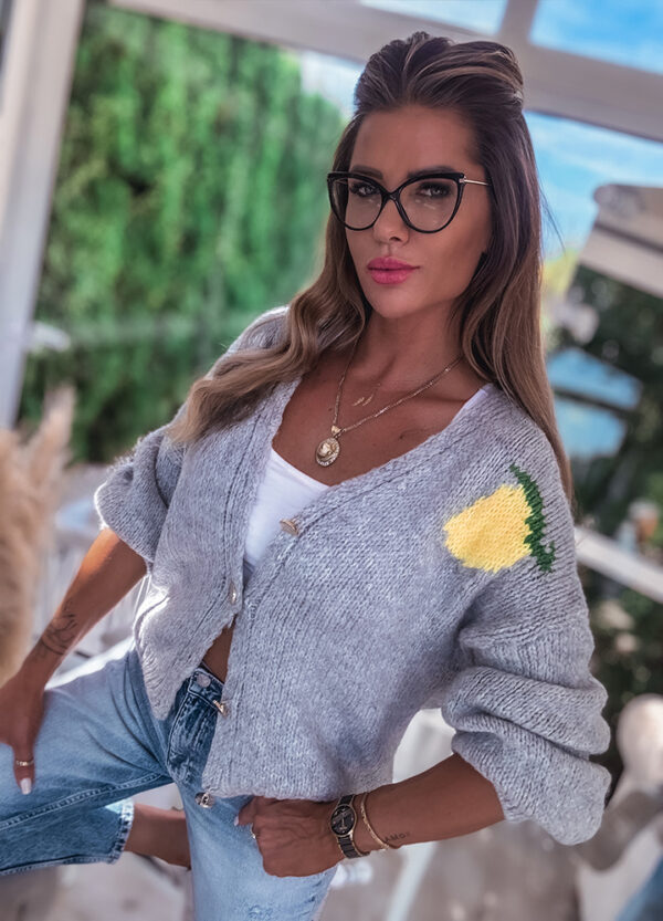 SWETER ZAPINANY NA GUZIKI LEMON GRAY